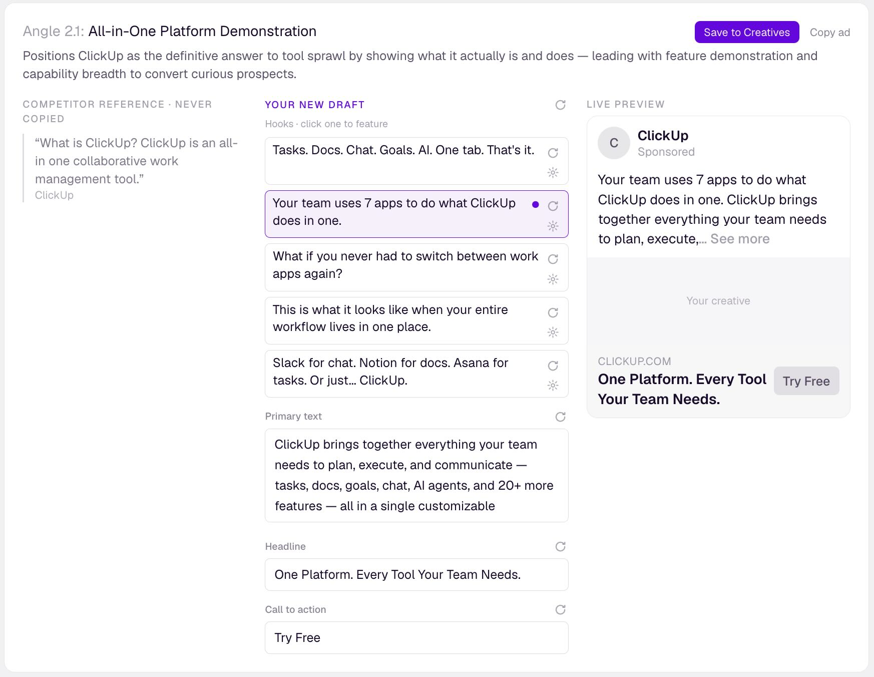 Ad Copy — 5 hook options