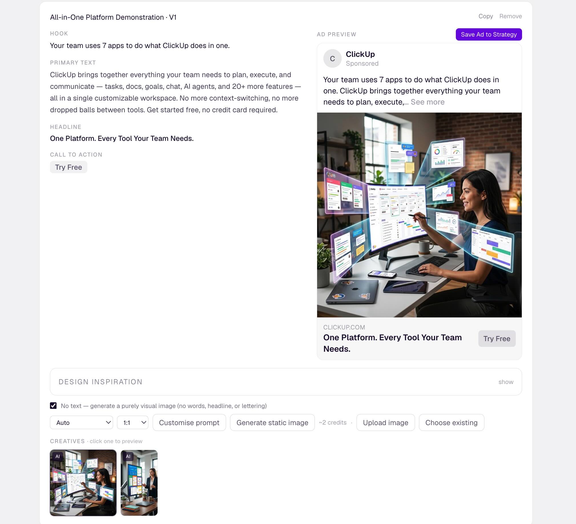 Creatives — image + AI image creator